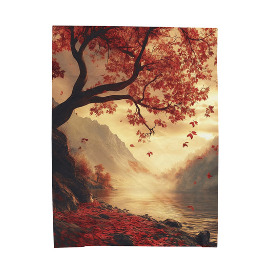 Autumn Reverie by the Lake Velveteen Plush Blanket