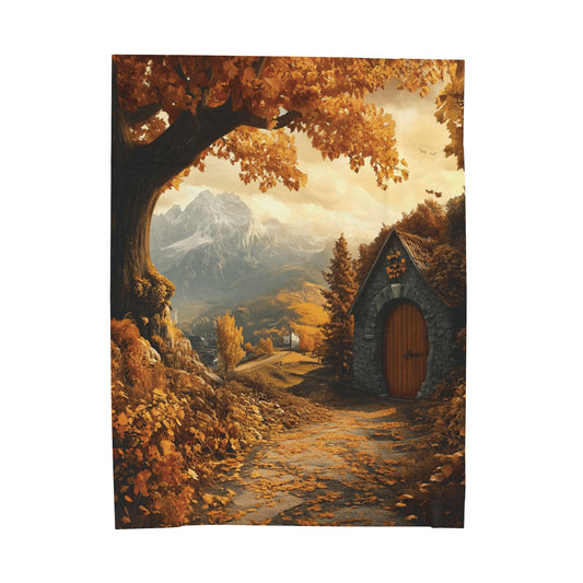 Golden Autumn Haven Velveteen Plush Blanket