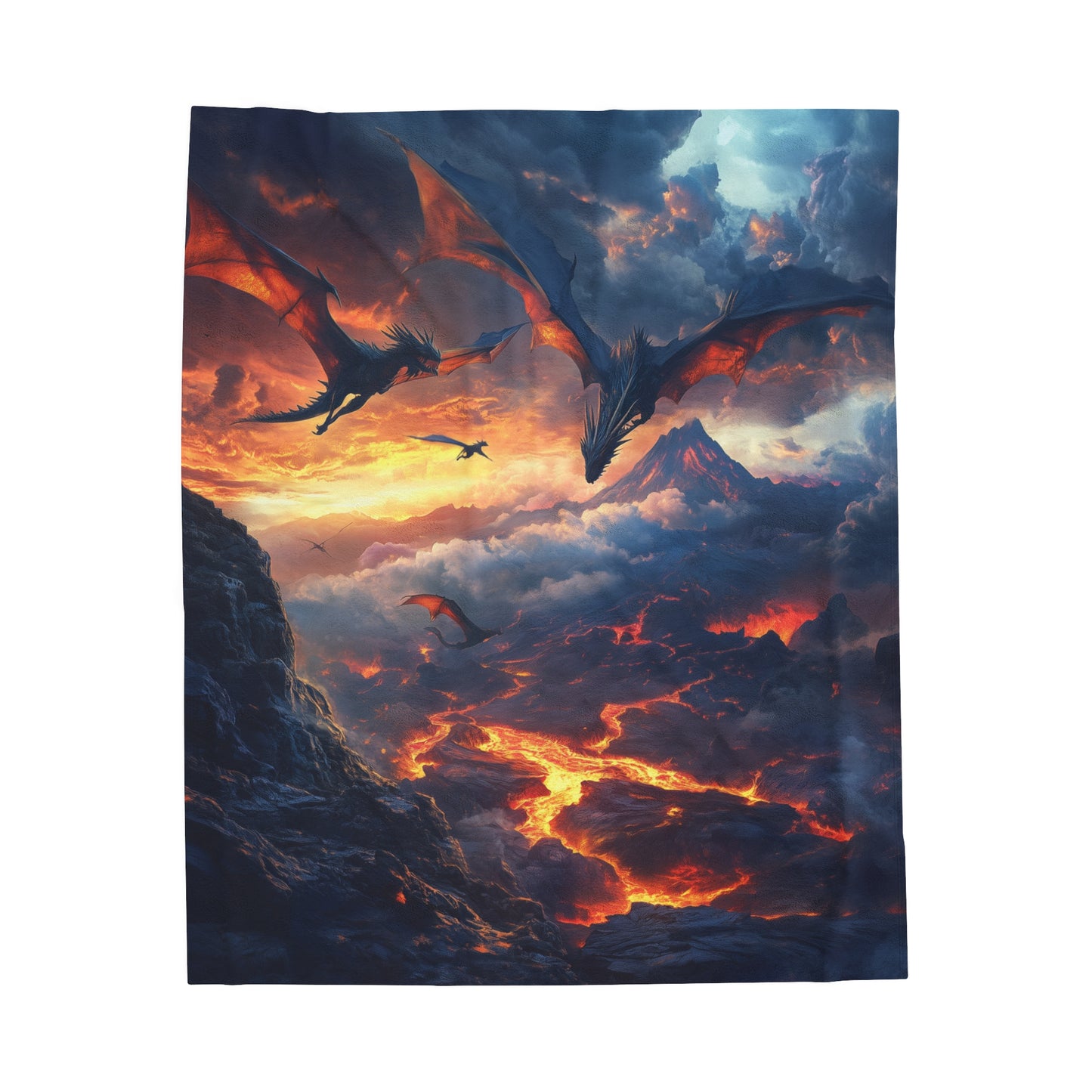 Dragons of the Inferno Velveteen Plush Blanket