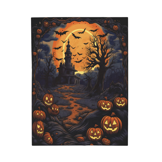 Spooky Pumpkin Path Velveteen Plush Blanket