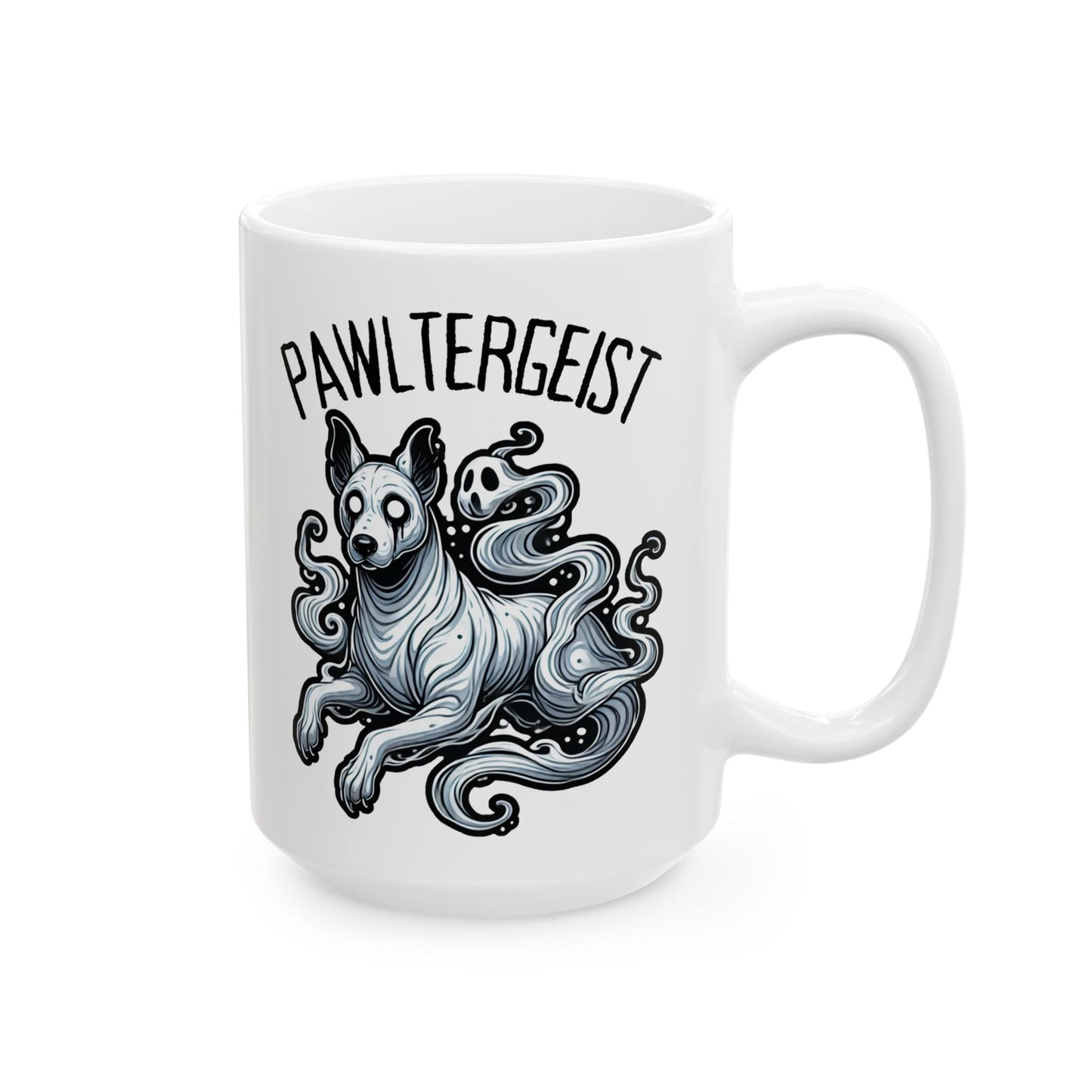 Pawltergeist Dog Ceramic Mug (11oz, 15oz) - {{ shop WitWorks Emporium Mug 11oz / White _name }}