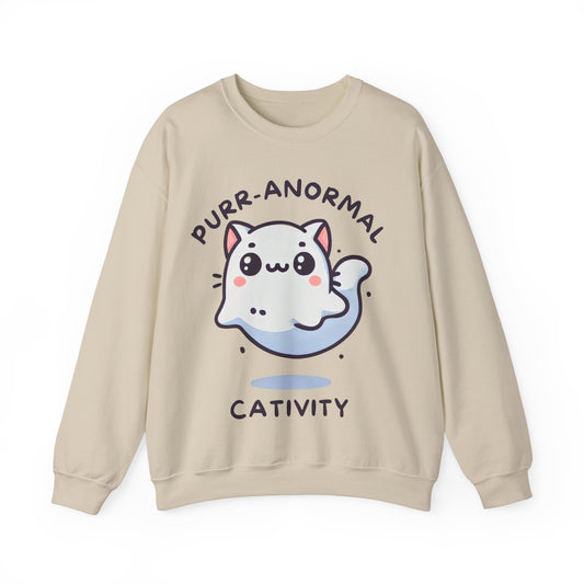 Purr-anormal Cativity Kawaii Sweatshirt - {{ shop WitWorks Emporium Sweatshirt S / Sand _name }}