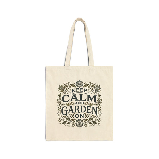 Keep Calm & Garden On Cotton Canvas Tote Bag