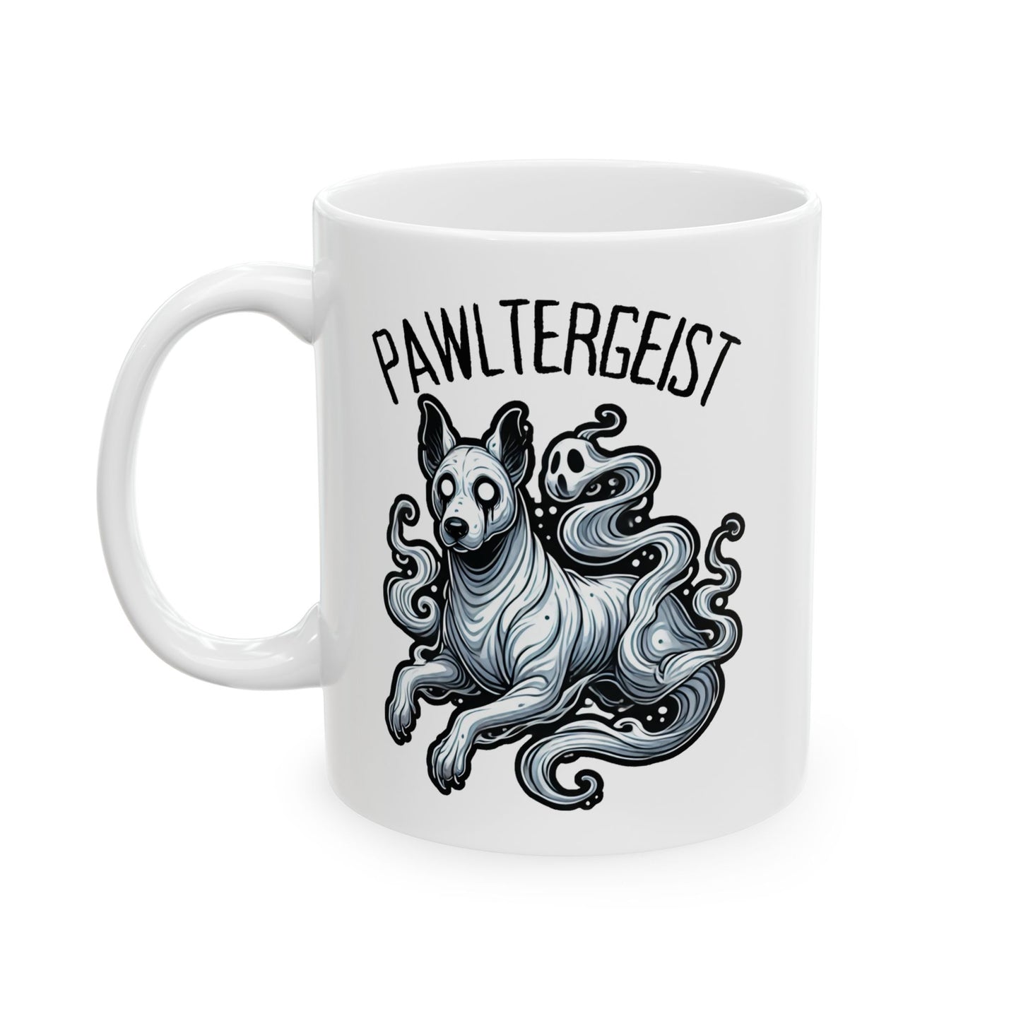 Pawltergeist Dog Ceramic Mug (11oz, 15oz) - {{ shop WitWorks Emporium Mug 11oz / White _name }}