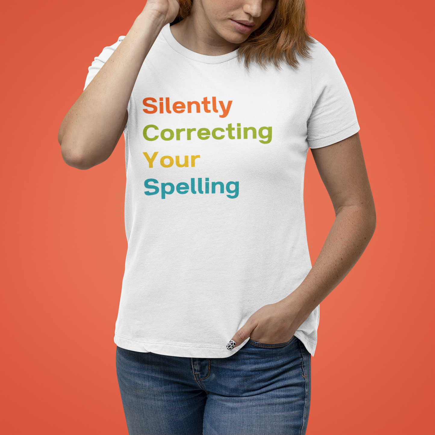 Silently Correcting Your Spelling Multicolor T-shirt