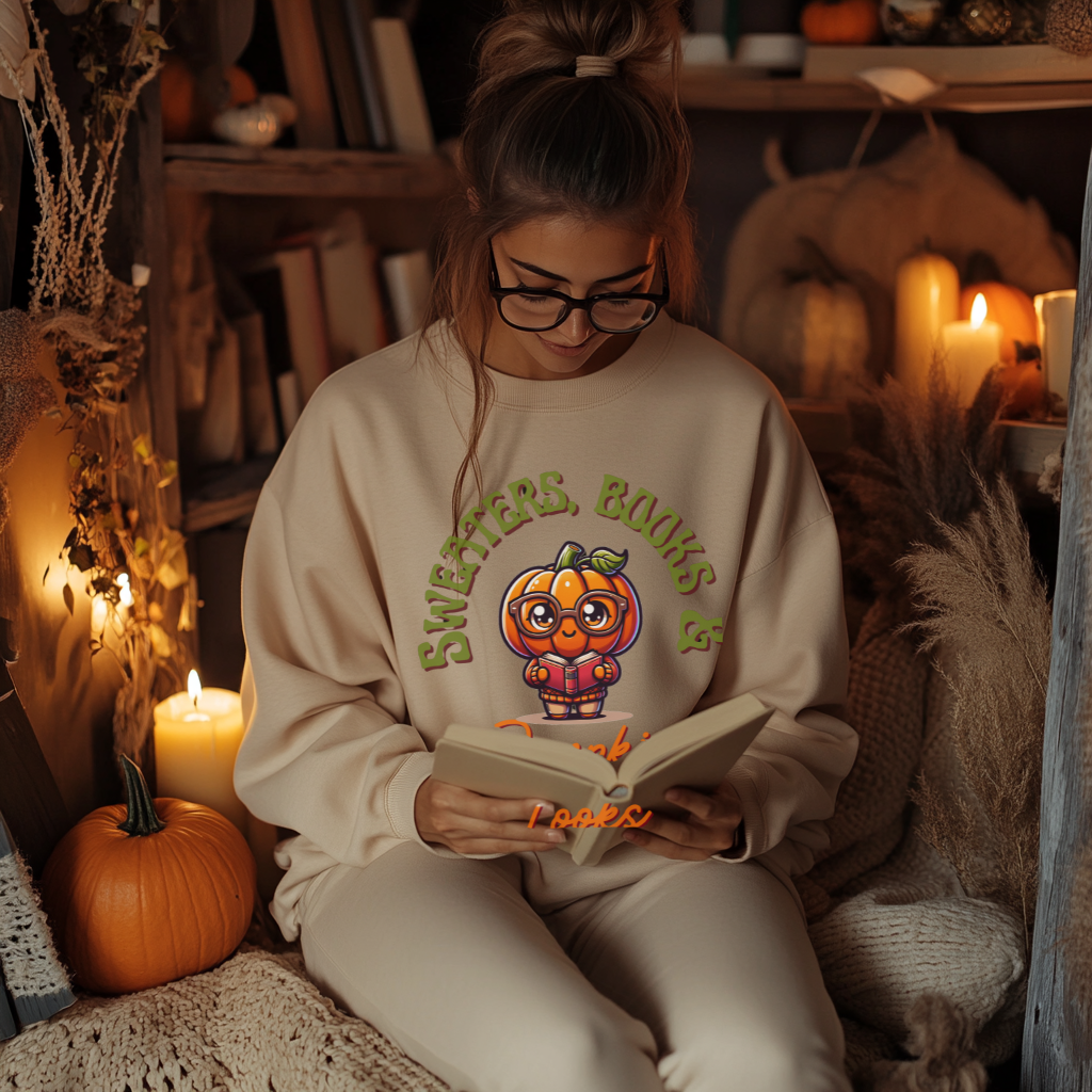 Sweaters, Books & Pumpkin Looks Sweatshirt